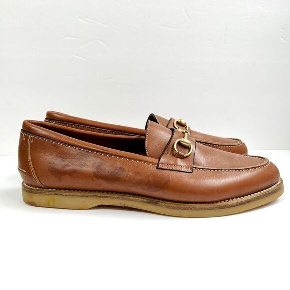 Gucci Tan Leather Horsebit Driving Loafers - Picture 1 of 12